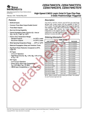 CD74HC574M96G4 datasheet  